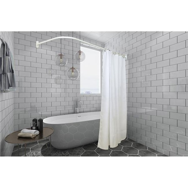 Utopia Alley Utopia Alley LR1WW Rustproof L Shaped Corner Shower Curtain Rod; White LR1WW - main